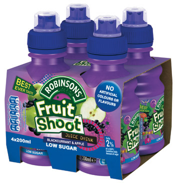 Robinsons Fruit Shoot is available in three flavours – Orange, Blackcurrant & Apple and Summer Fruits